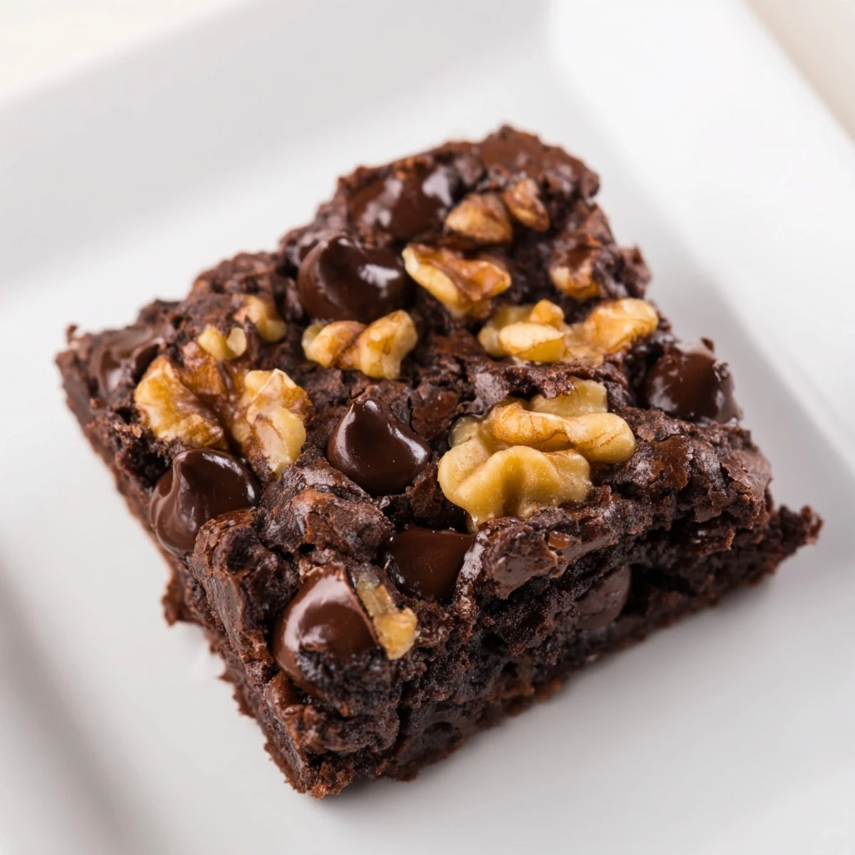 Chocolate Fudge Brownies with Chopped Walnuts cooling on a wire rack, revealing fudgy centers and crunchy nut toppings.