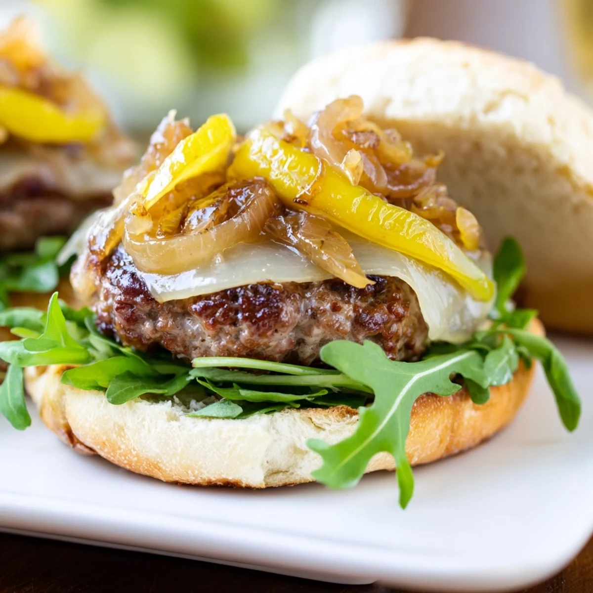 A platter of warm Beef Sliders with Caramelized Onions and Cheddar, paired with pickles and beer for a crowd.