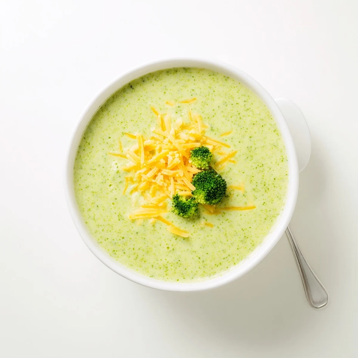 Green Broccoli Cheddar Soup blended until silky smooth, steaming in a rustic bowl for a cozy weeknight meal.