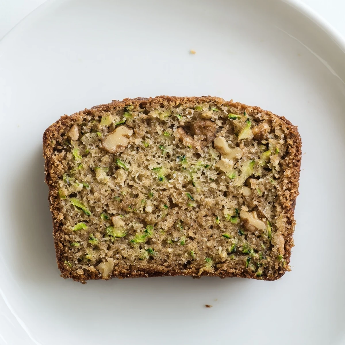 Homemade green zucchini bread loaf, nutty and spiced, cooling on a wire rack with morning light in the background.