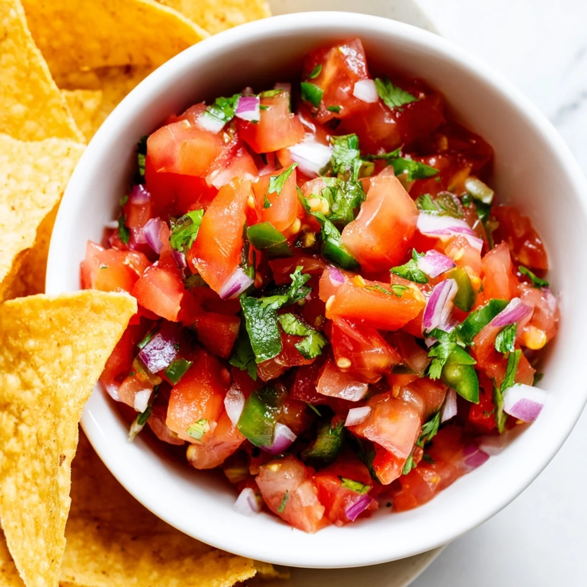 Homemade Big Game Chips and Salsa ready for a game day party, served on a rustic platter.