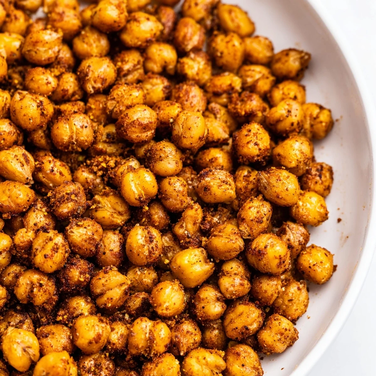 Cajun Spiced Roasted Chickpeas served in a bowl with fresh salad greens.