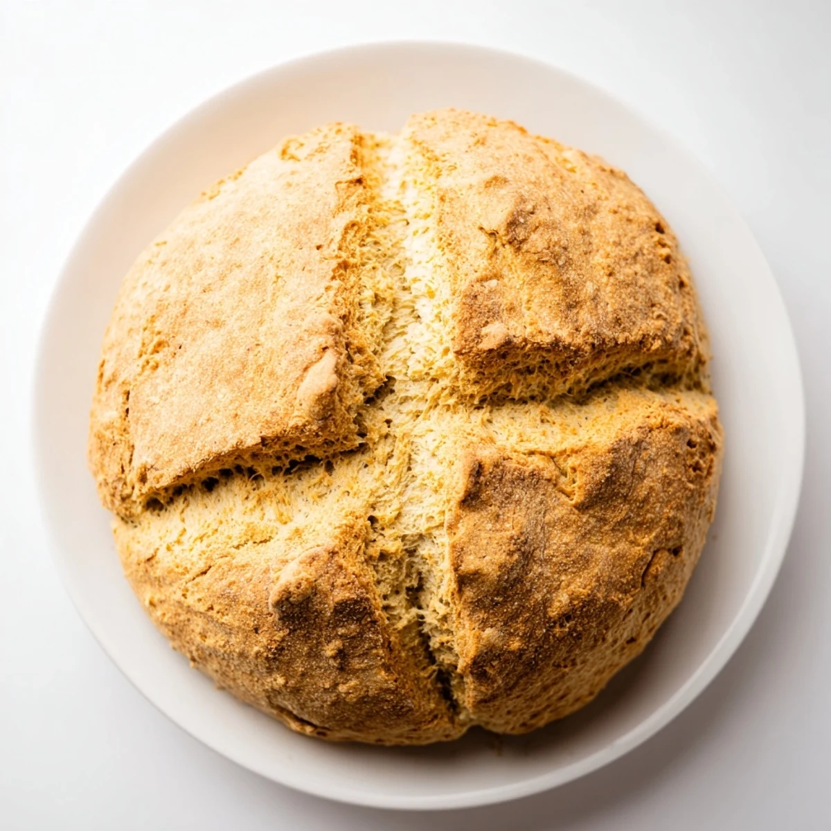 Whole Authentic 4-Ingredient Irish Soda Bread loaf with deep X cut on top, cooling on a rack.
