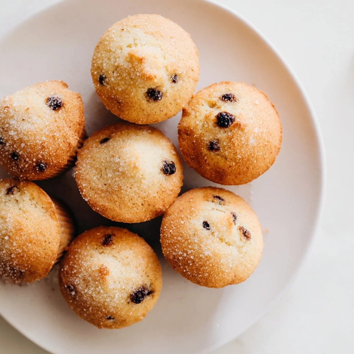 A close-up of Mini Irish Soda Bread Muffins with a classic golden top and soft interior on a plate.