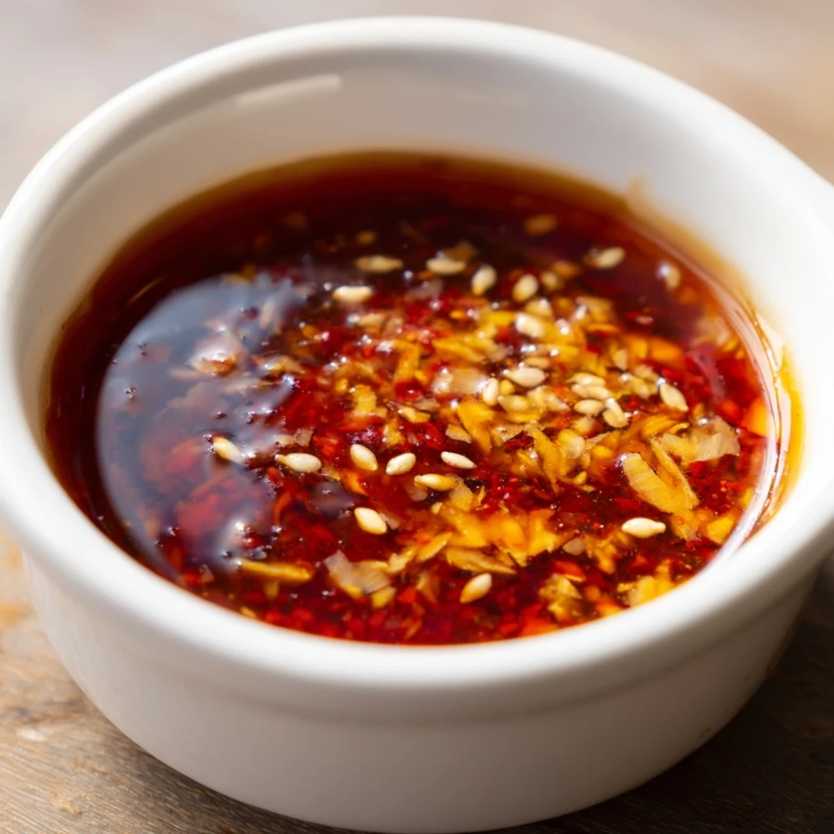 A jar of Best Asian Coleslaw Dressing sits beside a serving of vibrant slaw with sesame seeds.