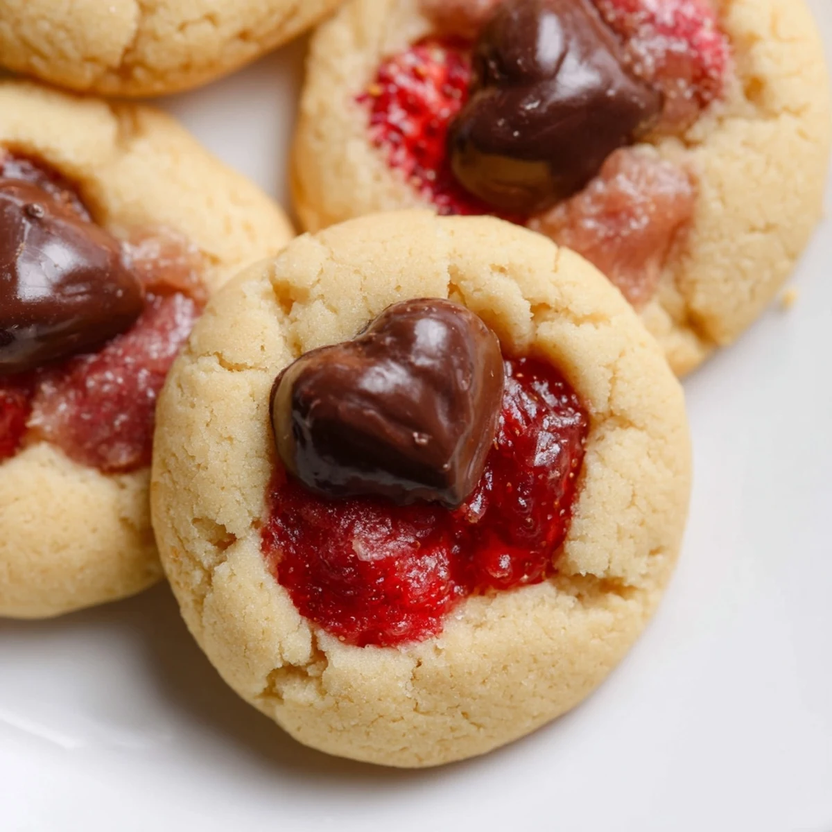 Serving platter of Strawberry Kiss Cookies, perfect for spring gatherings or afternoon tea.