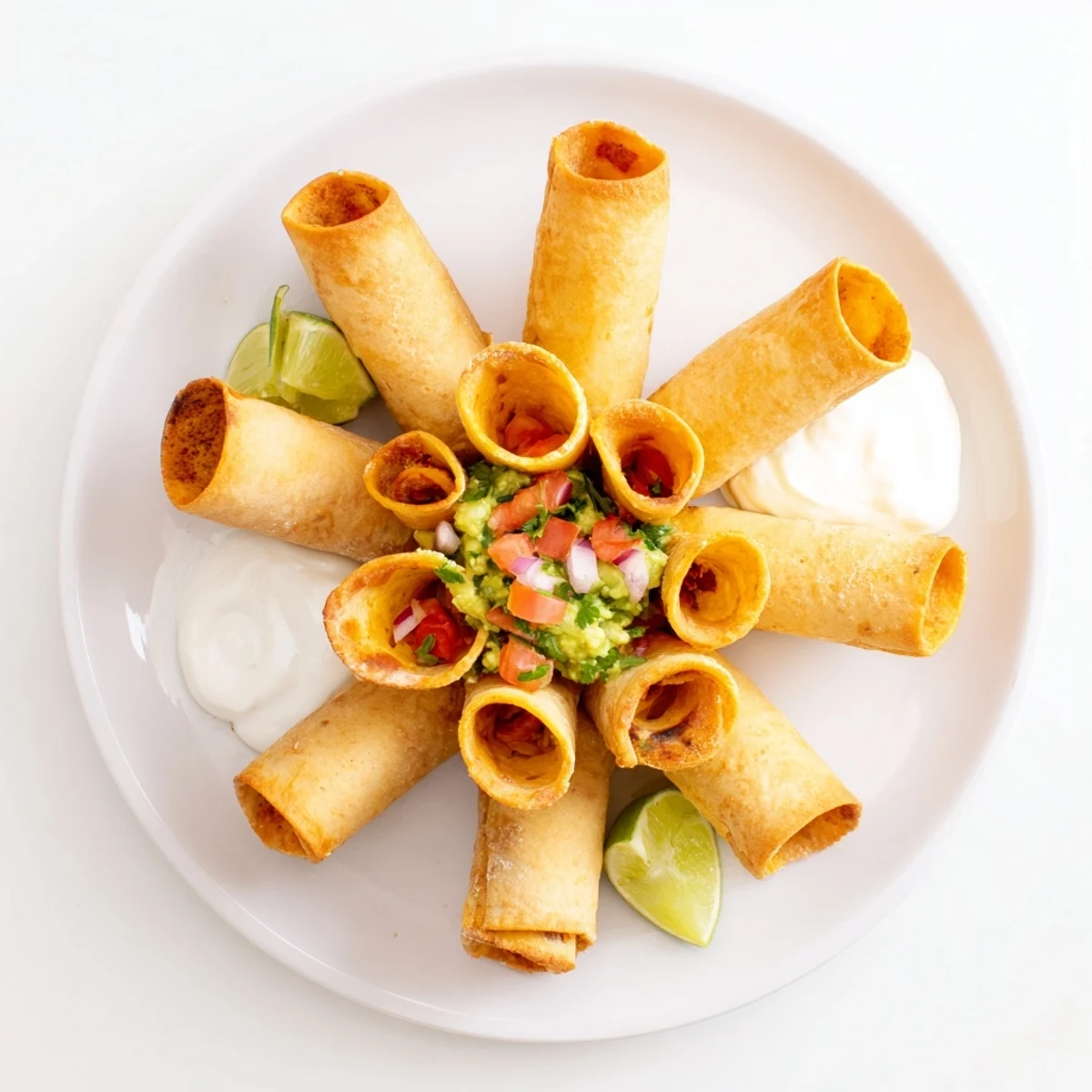 Crispy Shrimp Avocado Taquitos filled with succulent shrimp, creamy avocado, and spices on a plate.