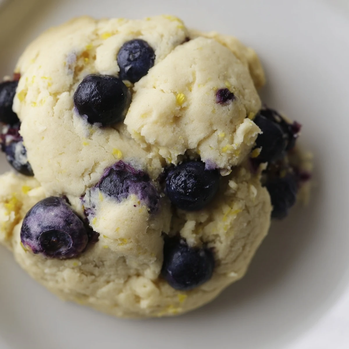 Soft lemon blueberry cheesecake cookies with fresh berries and golden baked edges
