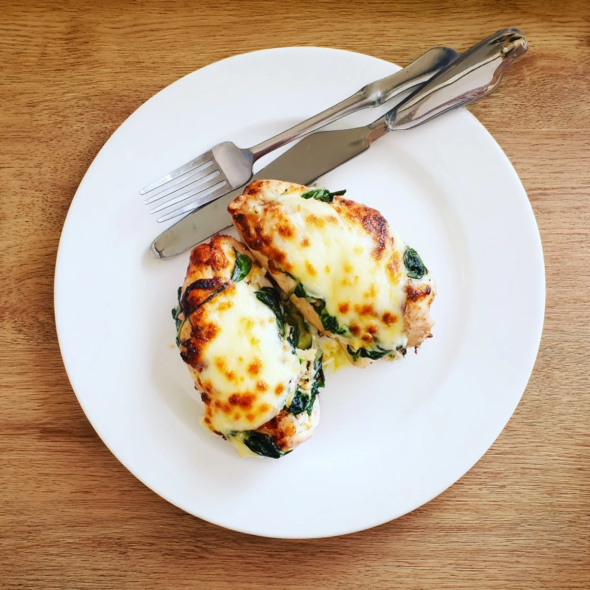 Tender stuffed chicken breasts with creamy ricotta filling fresh herbs and golden bubbly cheese topping