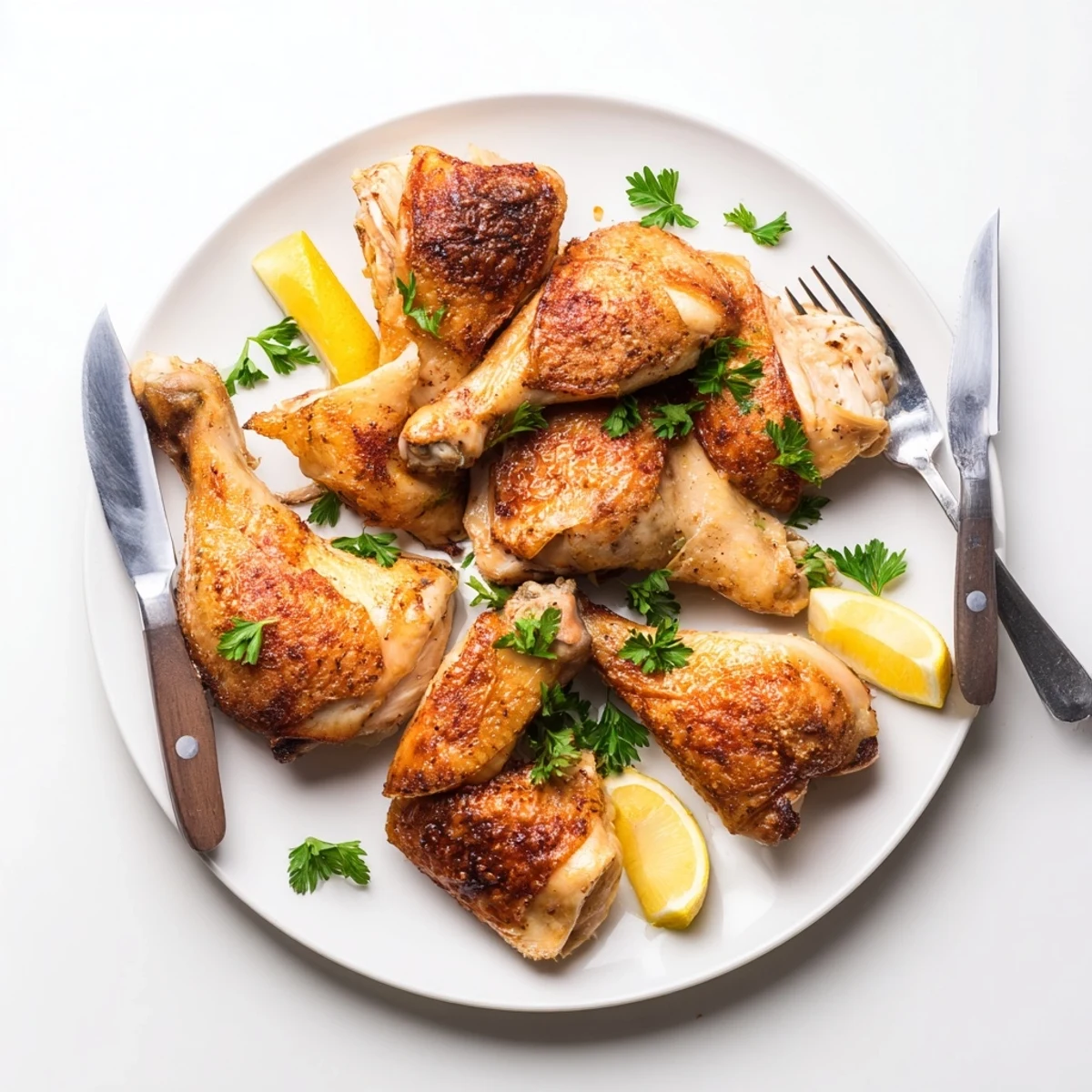 Tender whole chicken marinated in tangy buttermilk and aromatic herbs, oven-roasted golden brown