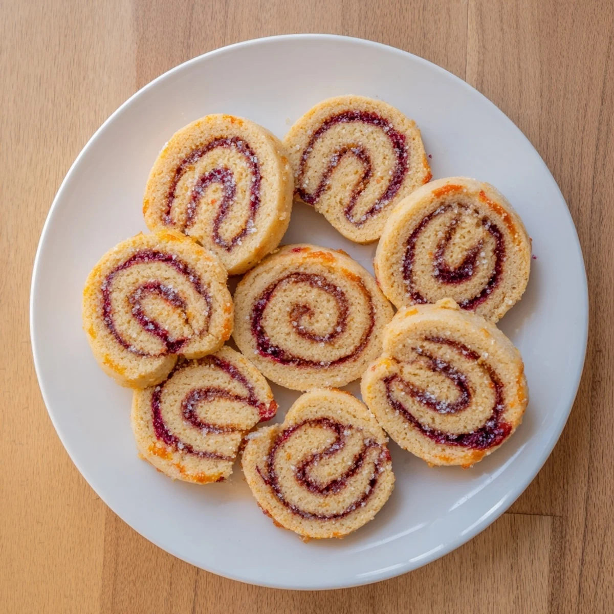 Golden orange cranberry pinwheel cookies with vibrant red swirl spiraling through buttery cookie dough
