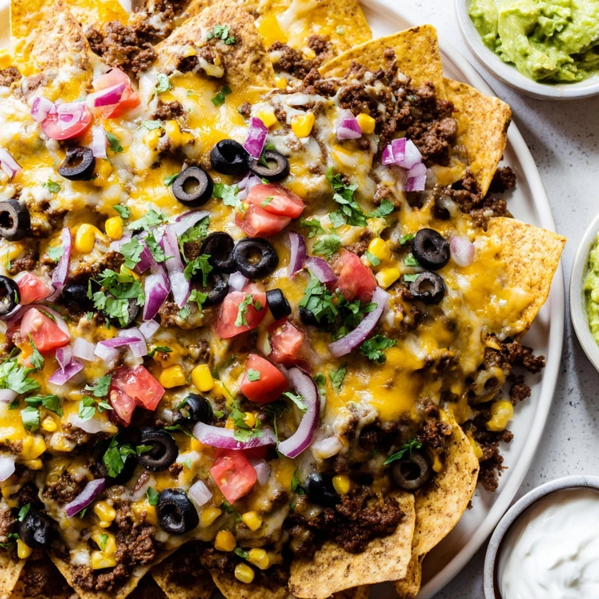 Crispy tortilla chips layered with seasoned beef baked in a bundt pan shape