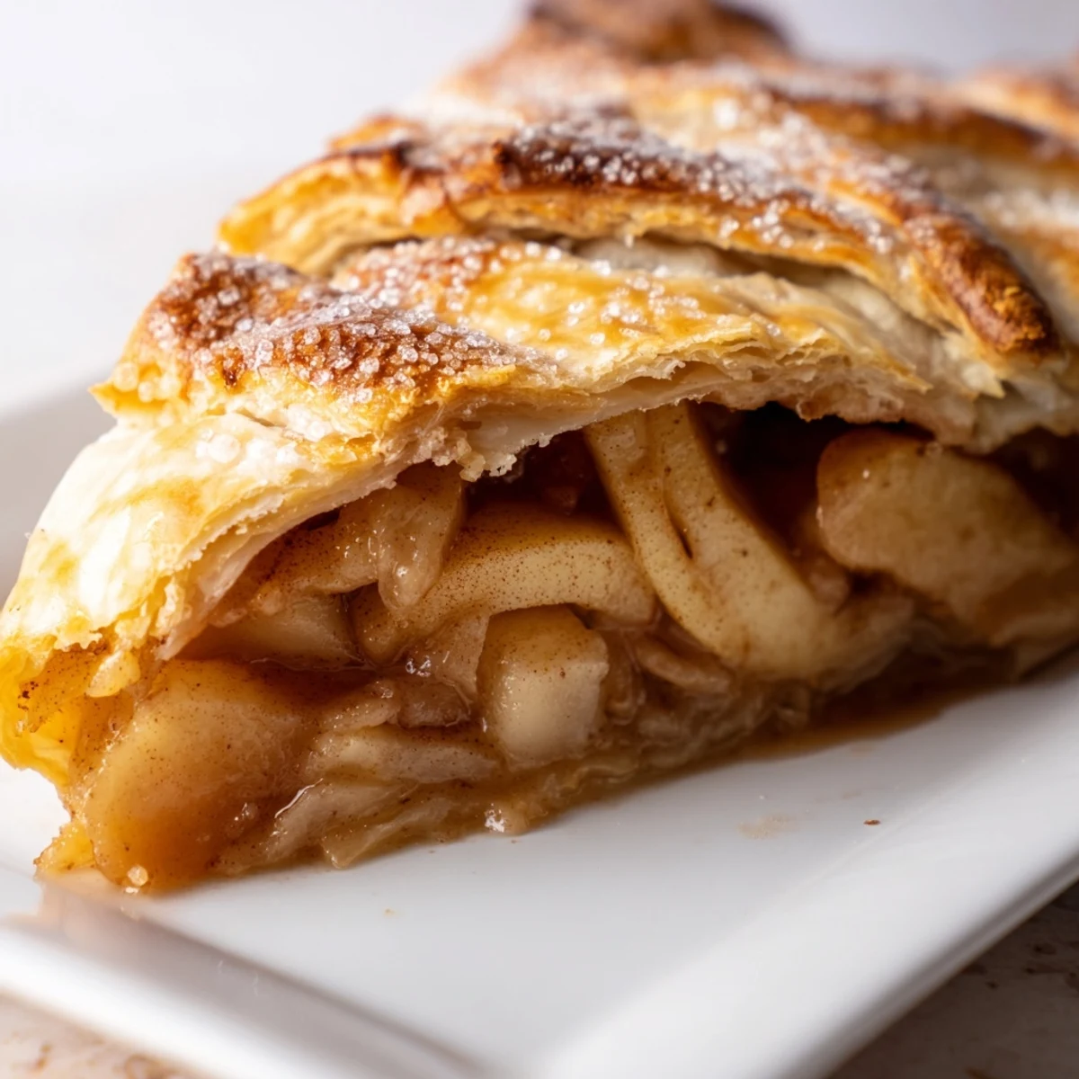 Baked apple slab pie with juicy spiced apples in buttery crust sprinkled with coarse sugar
