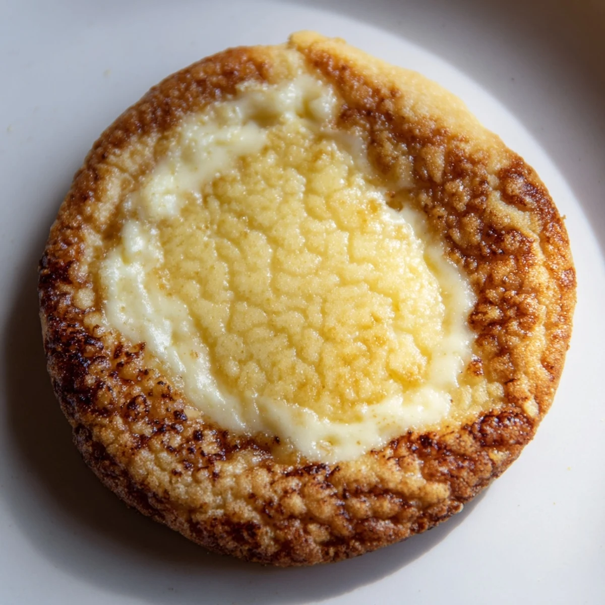 Crispy caramelized sugar topping on soft baked creme brulee cookies with tender edges