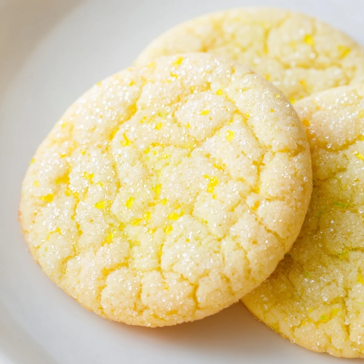 Golden lemon sugar cookies with crackly sugar coating on a rustic baking sheet