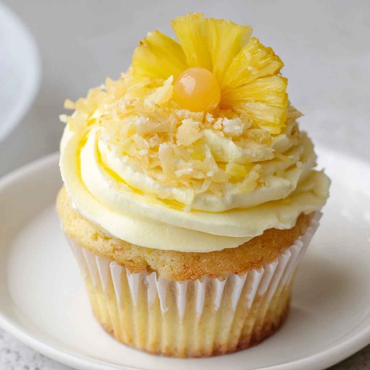 Bright, tropical Dole Whip Cupcakes Recipe cooling on wire rack, fluffy interior visible