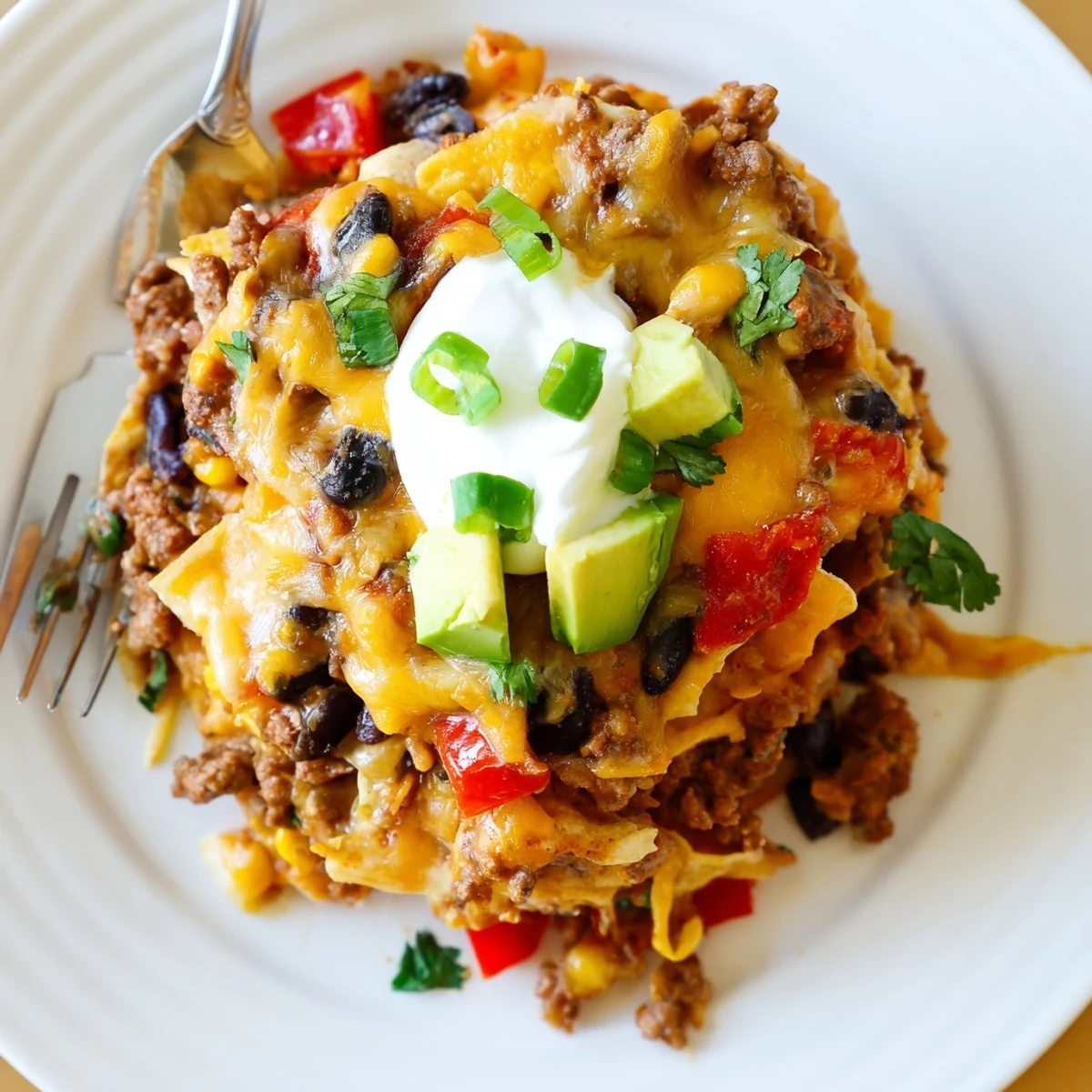 Hearty Beef Skillet Enchiladas in cast-iron skillet, golden edges and steam rising