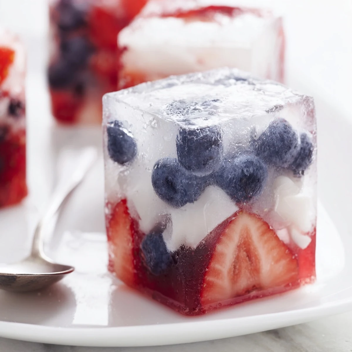 Sparkling drinks chilled with colorful Red White And Blue Ice Cubes Recipe