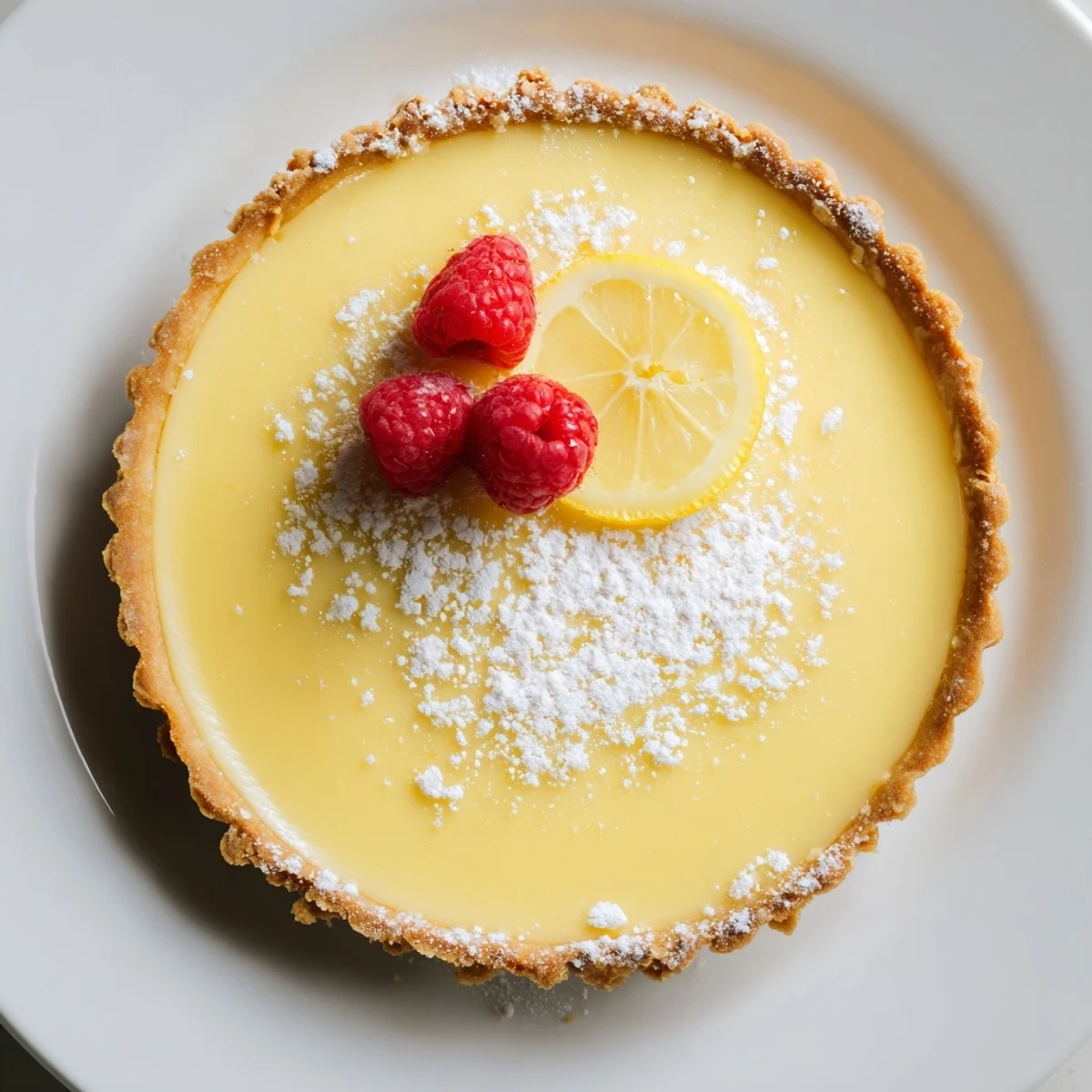 Creamy Lemon Tart Recipe with silky filling, golden crust, powdered sugar dusting
