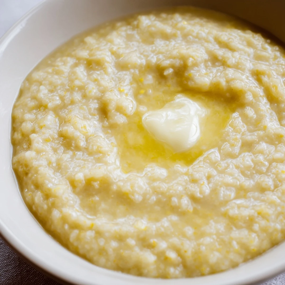 Steaming hot maize porridge topped with fresh berries, nuts, and a pat of melting butter