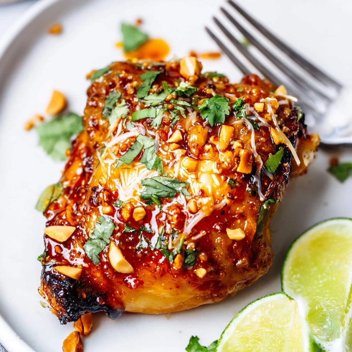 Chipotle Honey Chicken Thighs With Smoked Gouda glistening, caramelized skin and melted cheese  