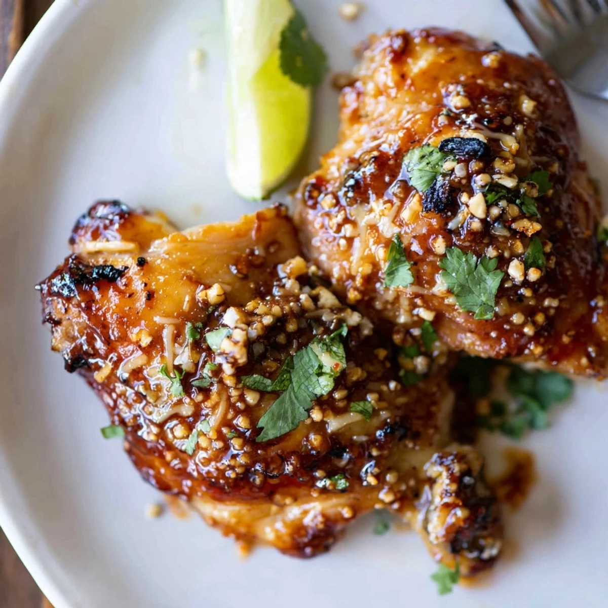 Oven-browned Chipotle Honey Chicken Thighs With Smoked Gouda, smoky-sweet glaze and cilantro  