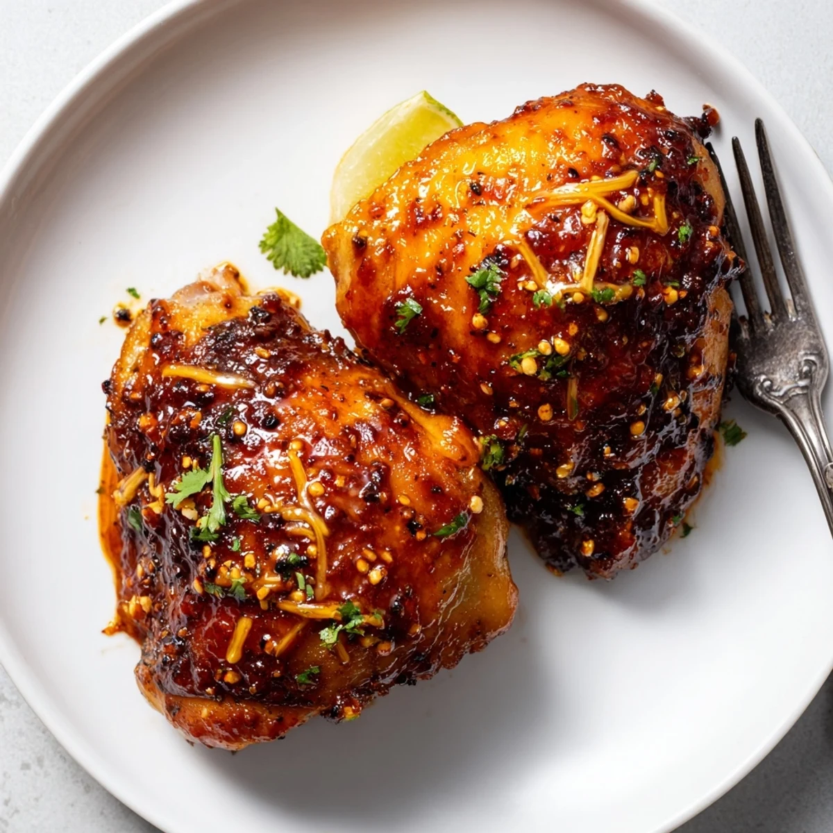 Chipotle Honey Chicken Thighs With Smoked Gouda served with lime wedges and gooey cheese