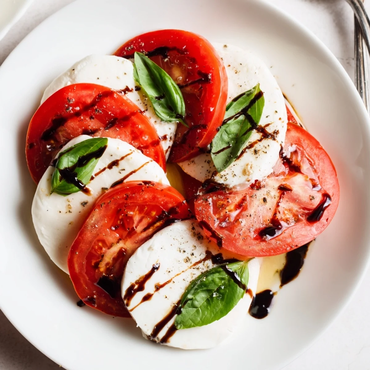 Fresh Caprese Salad Recipe featuring juicy tomato, creamy mozzarella, fragrant basil.