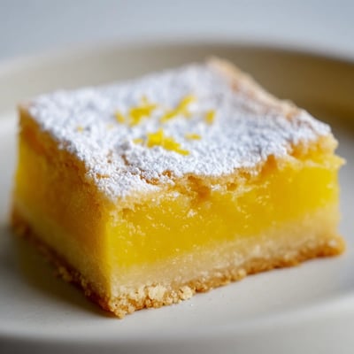 Bright yellow simple lemon bars with a thick buttery shortbread crust sliced into squares